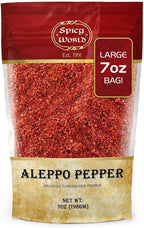 Spicy World Aleppo Pepper Flakes 7 oz | Authentic Turkish Chili Spice for Exquisite Heat & Flavor | Premium Crushed Chili Pepper from Halaby Region | Popular in Turkish & Middle Eastern cooking