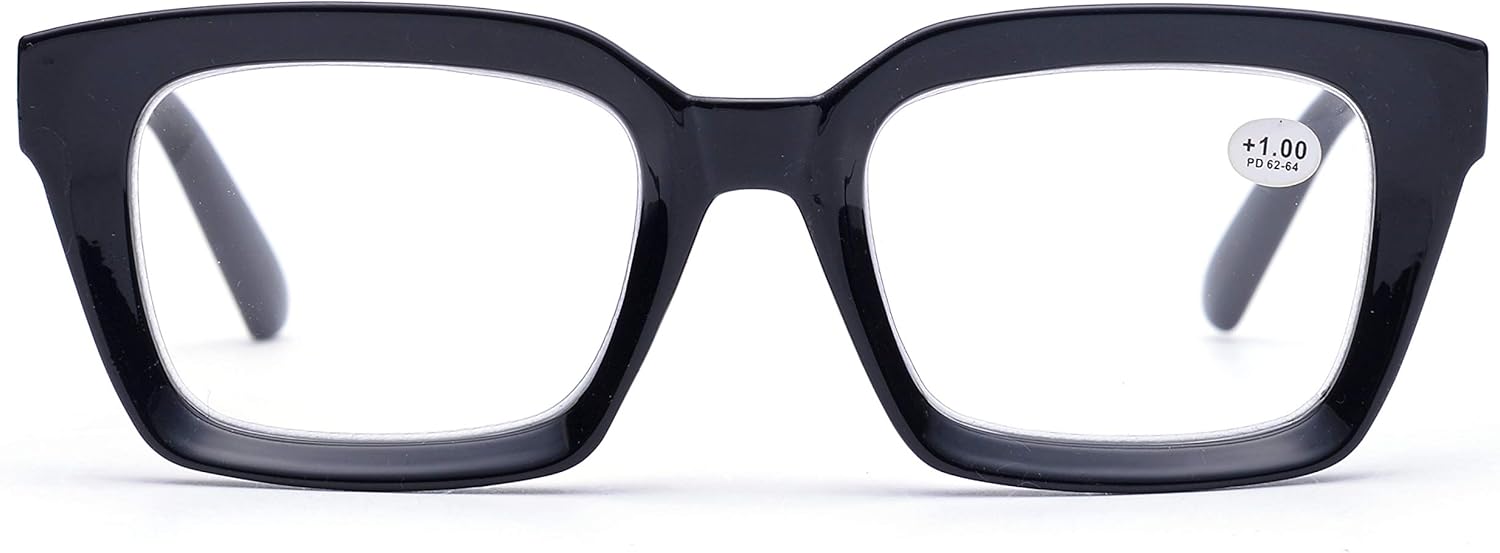 ZUVGEES Retro Style Blue Light Blocking Reading Glasses Big Eyeglass Frames Large lens Computer Readers