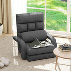 WAYTRIM 6-Position Indoor Chaise Lounge Chair, Gaming Floor Chair for Teens & Adults, Lazy Sofa for Pets with Armrest & Pillow - Charcoal