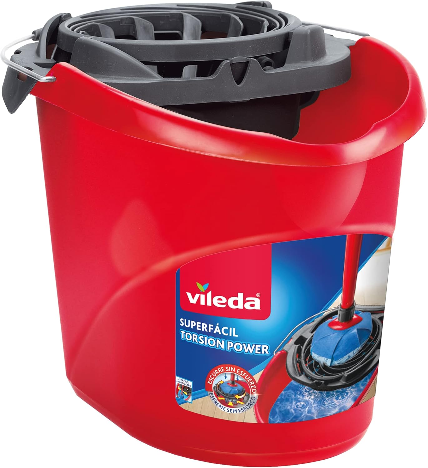 Vileda – Super-Easy Torsion Power Mop Bucket, Red