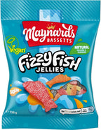 Maynards Bassetts Fizzy Fish Soft Jellies Sweets Bag, 130g