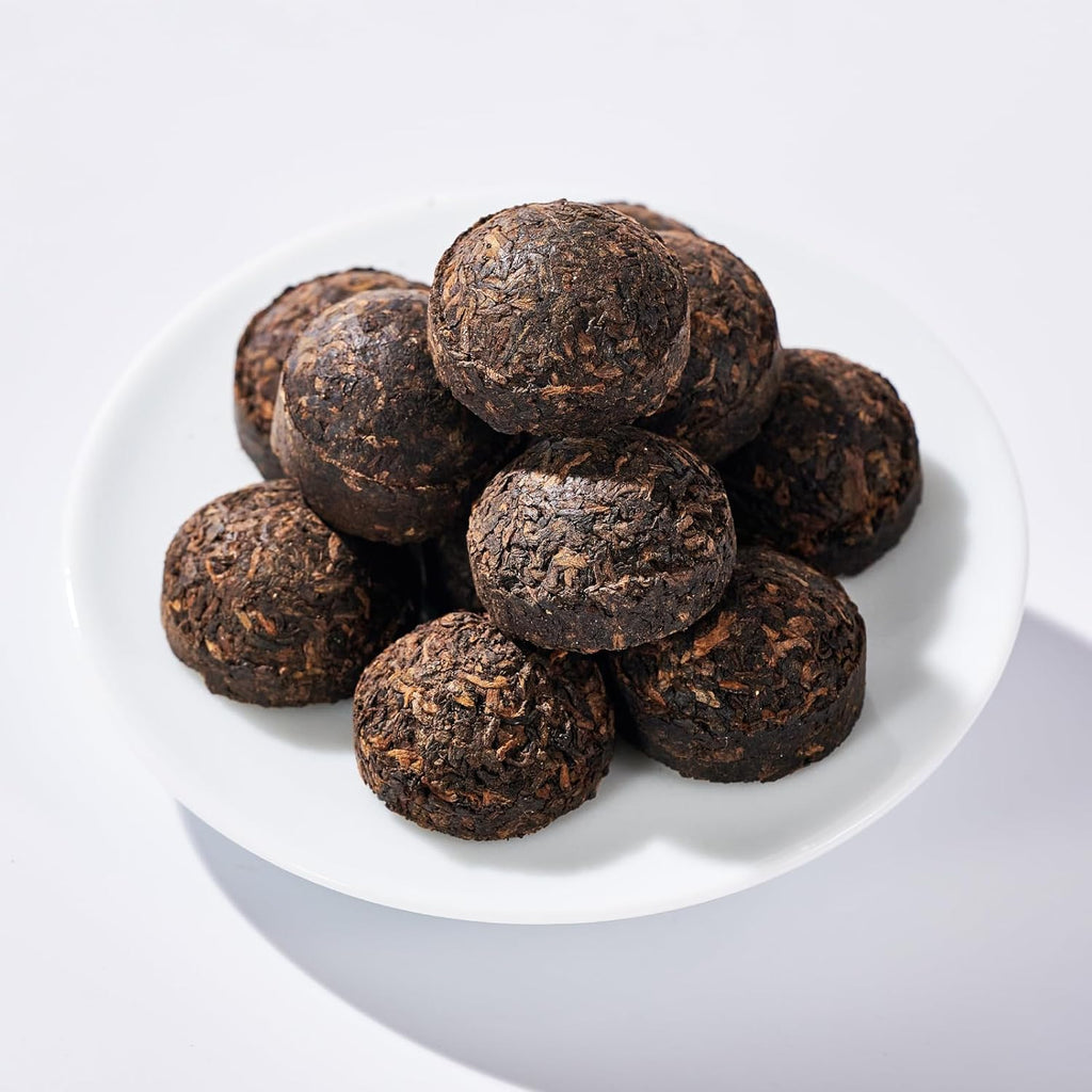 Yunnan Ripe Pu-erh Tea Tuocha, 10 Mini Pu'er Tea Cakes (50g) – Aged Tree Fermented Black Tea, Smooth & Sweet, Individually Wrapped for Easy Brewing