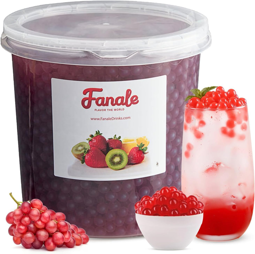 Fanale Grape Popping Boba Pearls, Vegan, Non GMO, Gluten Free, Fat Free, Perfect for Bubble Tea, Smoothies, Ice Cream, Desserts, and Beverages.