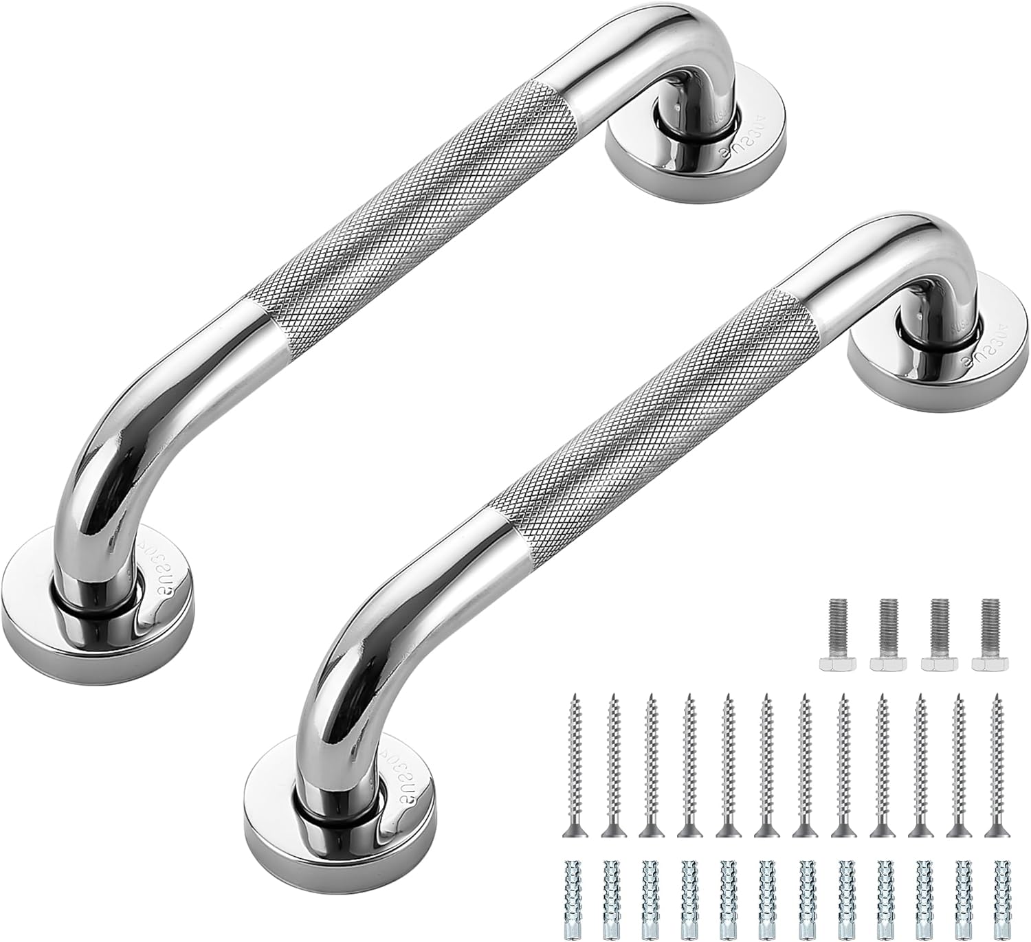 Grab Bars for Shower, 2 Pack 12-Inch Anti Slip Shower Handles for Elderly, Safety Shower Grab Bar, Stainless Steel Handicap Grab Bars for Bathroom (Polished Nickel 1" Diameter)