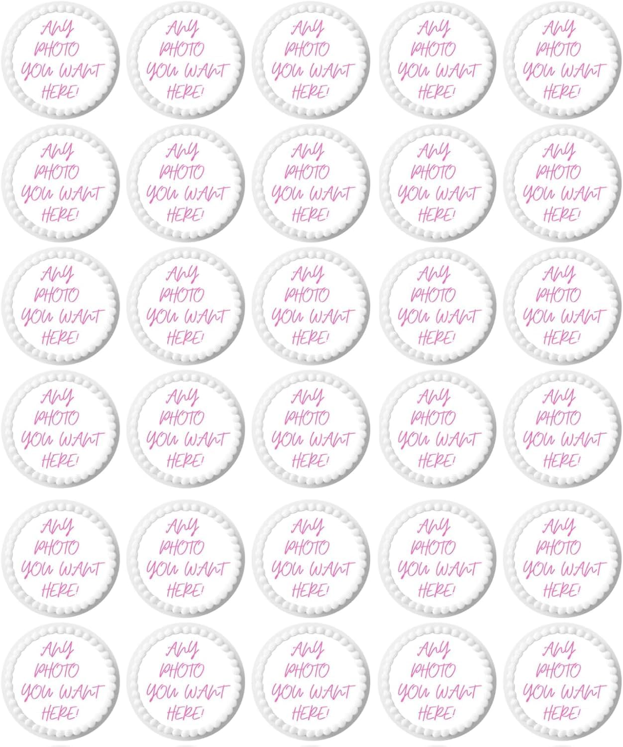 Custom Cupcake Topper Edible Image Your Own Cake Birthday Customize Party Personalized Uncut (1.5 inches 30/sheet)