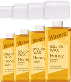 Roll on Wax Refill for Hair removal Honey at Home Sugar Roller Waxing Cartridges for Sensitive Skin Depilatory Soft Wax for Legs Arms & Body 5.3oz 150g 4 Pack