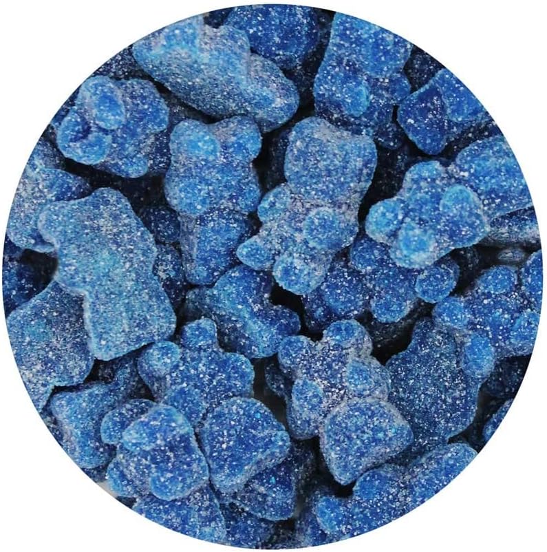 Dark Blue Gummy Bears Sugared, 1.3 Pound Resealable Bag, Blue Candy, Blue Raspberry Flavored, The Hampton Popcorn & Candy Company
