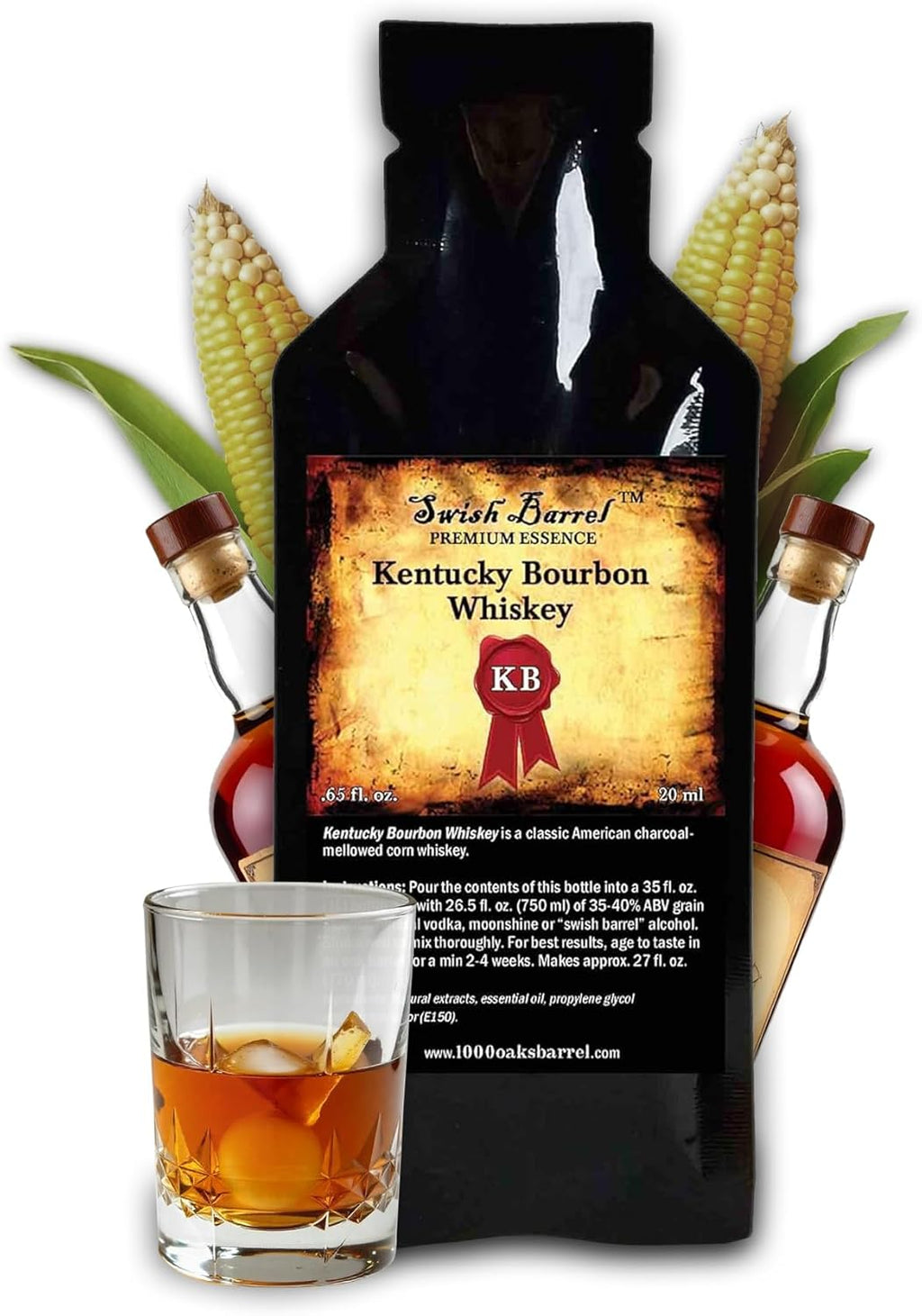 Kentucky Bourbon Whiskey Flavoring Essence (Single Pack), Liquor Flavor Refill for Barrel Aging, Cocktails Mixers - Moonshine Flavoring Supplies, Extact Distilling Accessories (0.65oz,20ml)