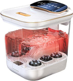 YVYKFZD Foot Spa Bath, Foot Bath Basin Massager, Portable Foot Soak Tub with Heat, Red Light, Temperature Control, Bubbles, for Tired Feet, Relieve Feet Muscle Pain (Color : White)