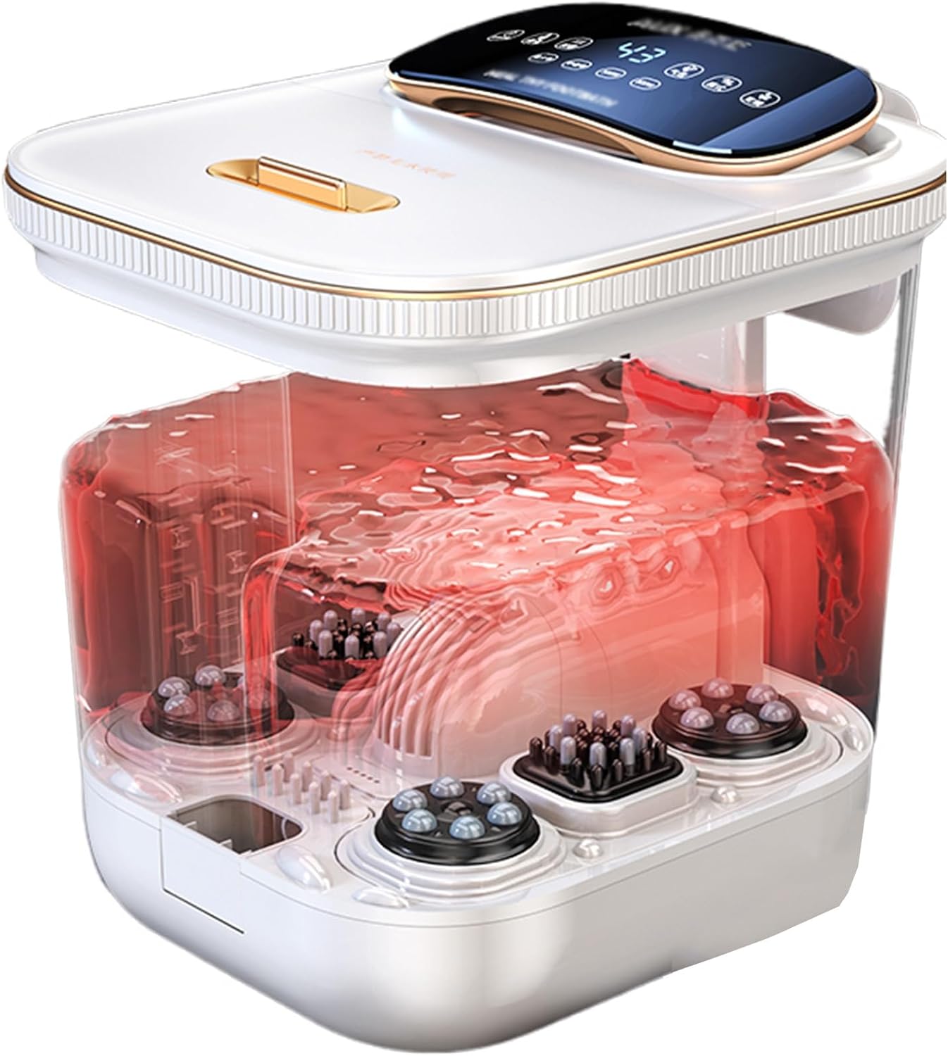 YVYKFZD Foot Spa Bath, Foot Bath Basin Massager, Portable Foot Soak Tub with Heat, Red Light, Temperature Control, Bubbles, for Tired Feet, Relieve Feet Muscle Pain (Color : White)