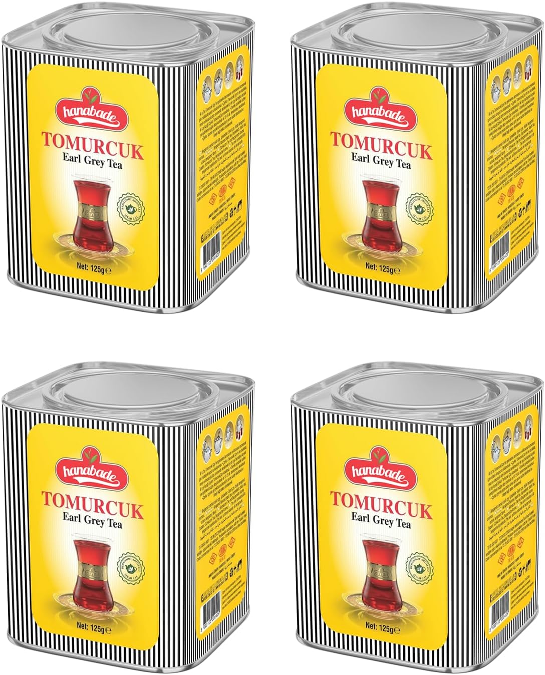 Hanabade Earl Grey Tea Tomurcuk 125g / 4.4 oz – Premium Loose Leaf Black Tea with Natural Bergamot Aroma, Young Tea Buds, Turkish Black Tea, Strong Fragrant Flavor (Set of 4)