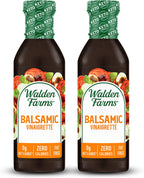 Walden Farms Balsamic Vinaigrette – Calorie-Free, Gluten-Free, Low Carb, Keto-Friendly, Vegan, Sugar-Free Salad Dressing with Rich Classic Balsamic Flavor – 2-Pack, 12 oz Bottles