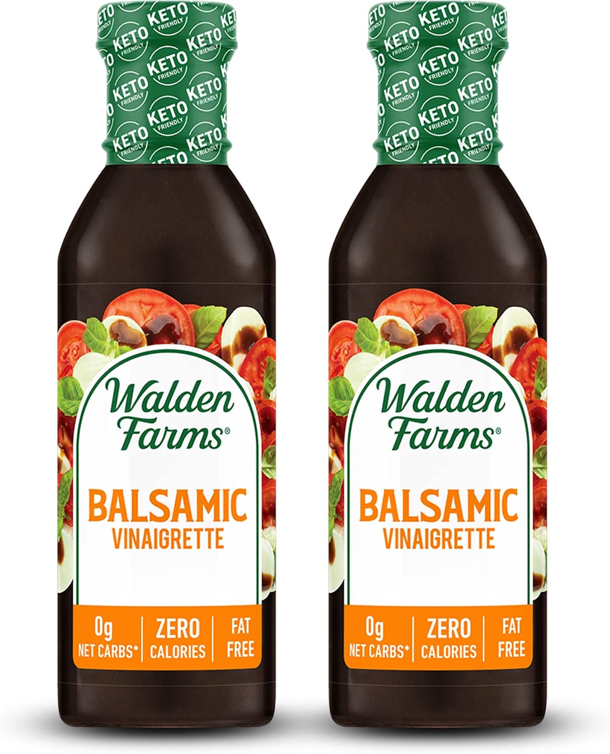 Walden Farms Balsamic Vinaigrette – Calorie-Free, Gluten-Free, Low Carb, Keto-Friendly, Vegan, Sugar-Free Salad Dressing with Rich Classic Balsamic Flavor – 2-Pack, 12 oz Bottles
