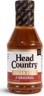 Head Country Sugar Free BBQ Sauce, Original | 17.5 Ounce | Sweet & Savory Championship Barbeque Sauce For Chicken, Pork, Ribs & Burgers