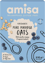 Amisa Organic Gluten Free Pure Porridge Oats Express Sachets 8 x 27g