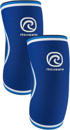 Rehband Rx Original Elbow Sleeve, elbow support 5mm neoprene, fitness workout compression sleeve, support elbow joint and muscles, Colour:Blue - 1 Pair, Size:Medium