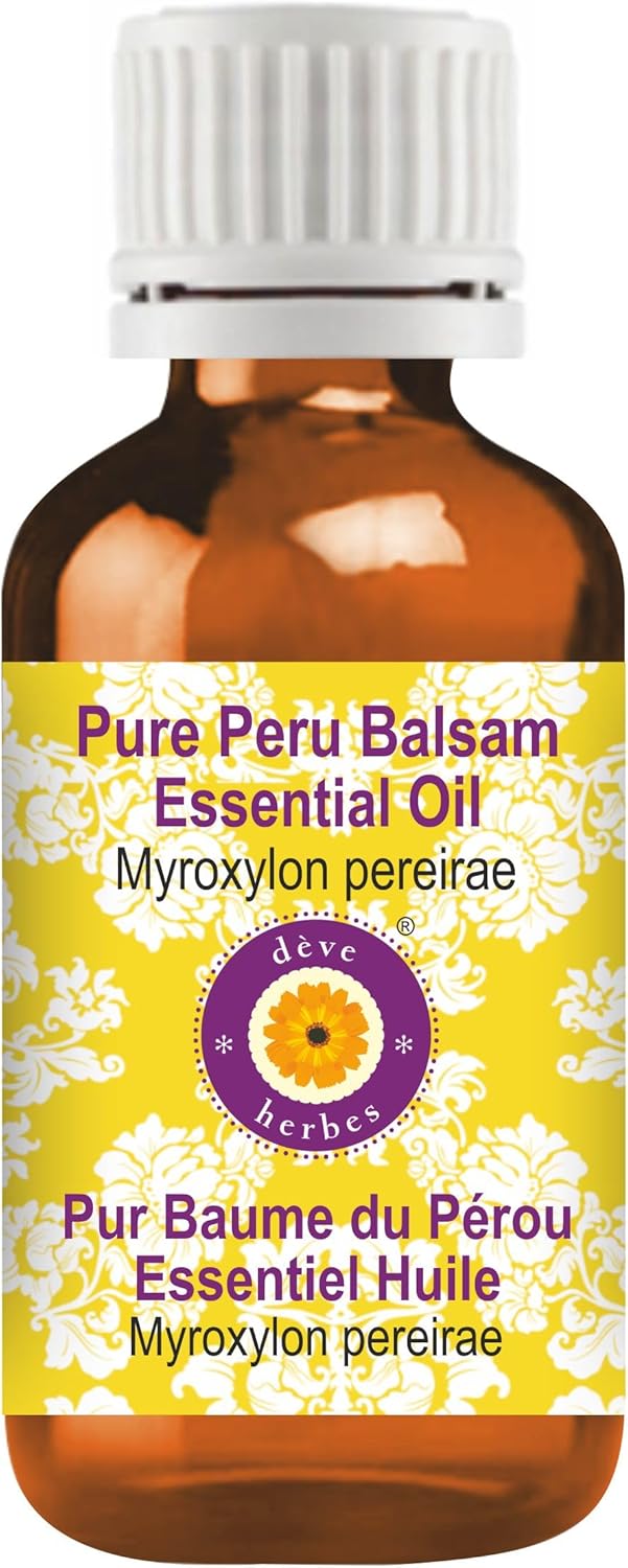 dève herbes Peru Balsam Essential Oil (Myroxylon pereirae) Pure | Viscous Texture | Rich Aroma | Unisex | All Skin Types | for External Use Only | Natural Extract | Steam Distilled 30ml (1 oz)