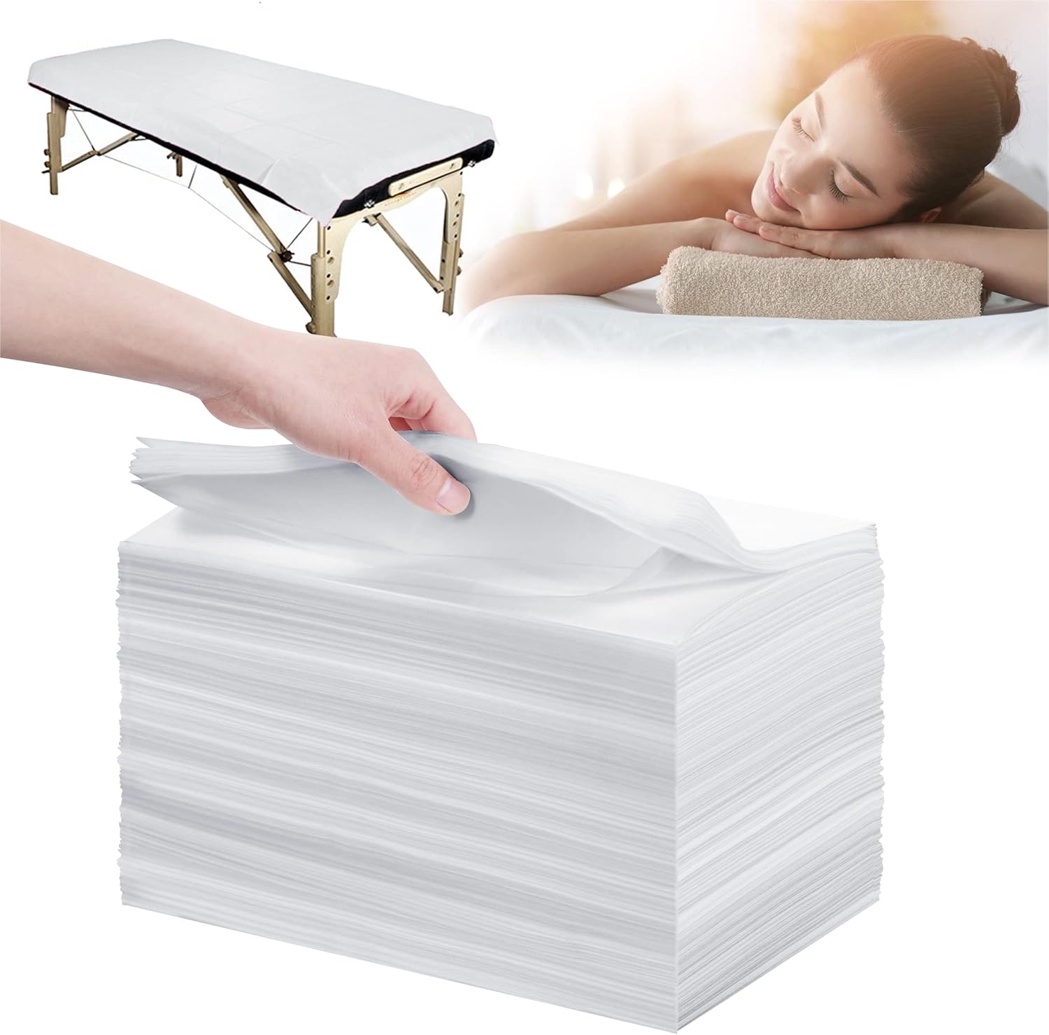 Disposable Bed Sheets 100 Pcs 31" x 71" Massage Table Sheets Non Woven Fabric SPA Bed Cover Breathable for Massage Beauty Tattoos(White)