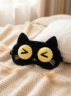 Cute Black Cat Face Eye Mask for Sleeping Soft Lightweight Adjustable Strap Eye Cover for Men and Women