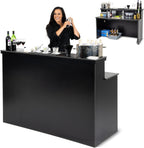 GoBar Elite Portable Bar Table for Events - Foldable Commercial Grade Wood - Pop up Mobile Bartending Station - White or Black