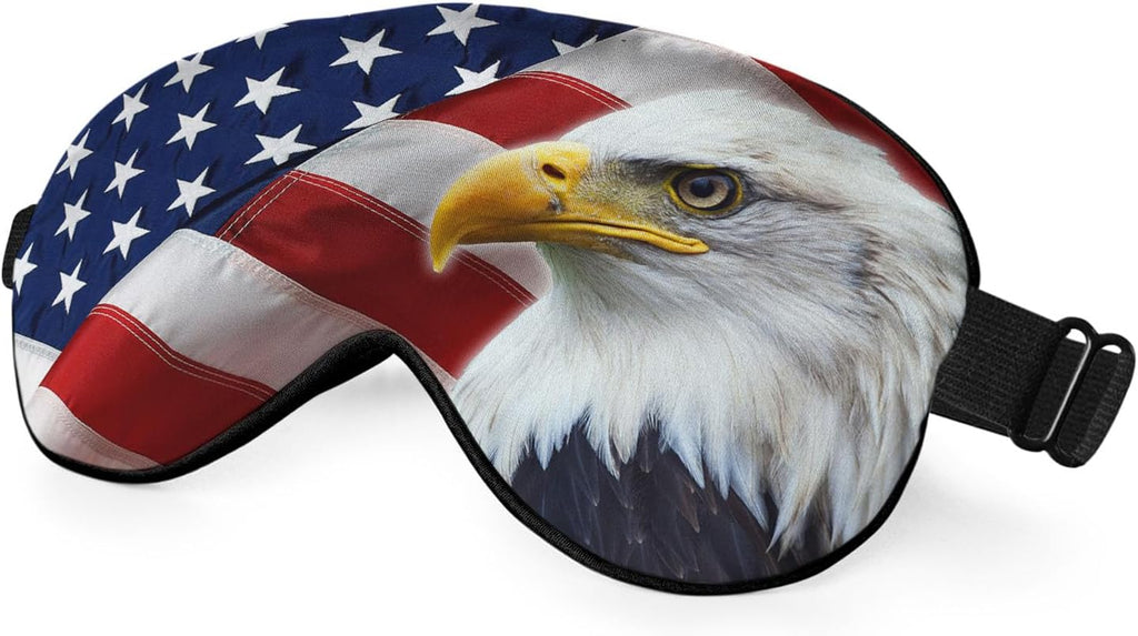Bald Eagle Eye Mask Sleeping Mask American Flags Striped Stars Sleep Masks Silky Soft Eye Cover for Women Men Shading Blindfold for Air Travel Sleeping