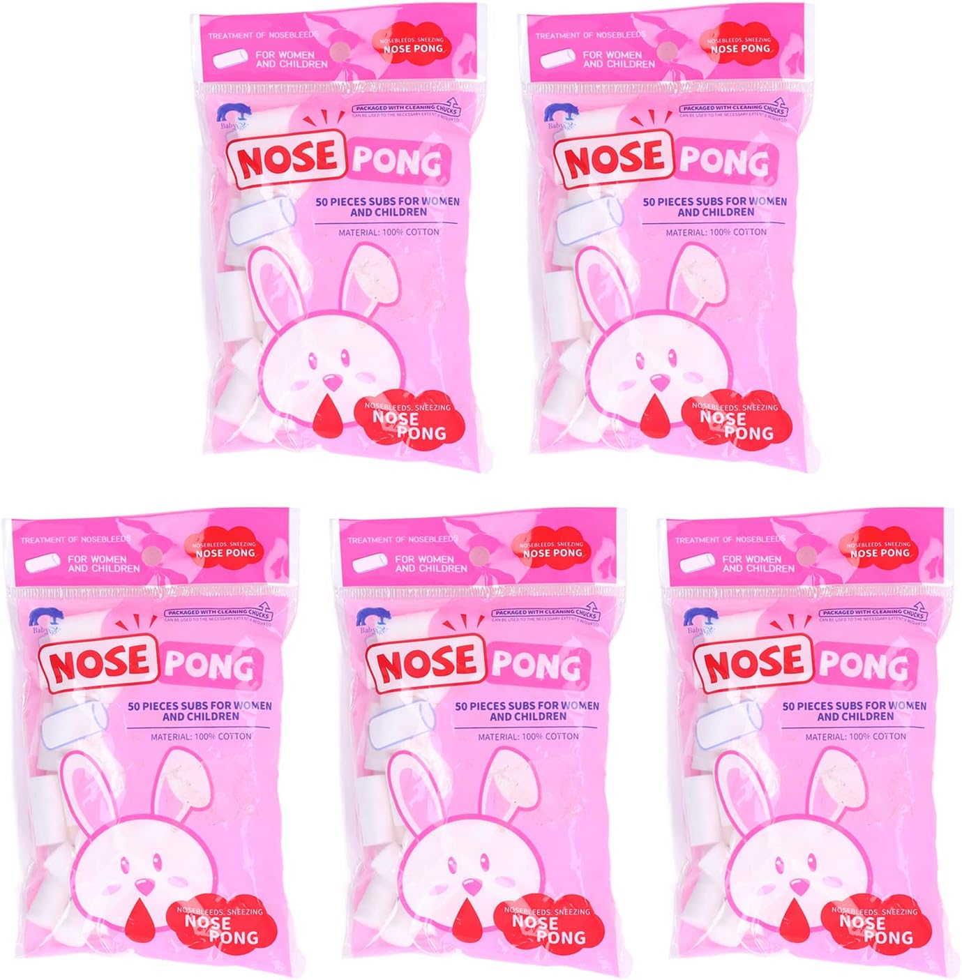 5 Packs Nose Bleed Stopper for Kids, Dental Cotton Rolls Nasal Plugs Hemostatic Cotton Swab for Mouth and Nose, Stops Bleeding Fast(L)