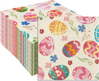 SietDESEO 50 Pieces 3-ply Easter Napkins Disposable Folded 5 x 5 Inches Cocktail Napkins Paper Napkins for Dinner Kitchen Bathroom Easter Party Napkins