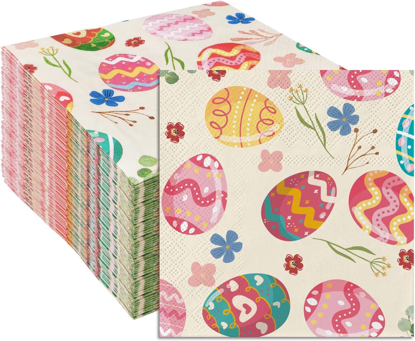 SietDESEO 50 Pieces 3-ply Easter Napkins Disposable Folded 5 x 5 Inches Cocktail Napkins Paper Napkins for Dinner Kitchen Bathroom Easter Party Napkins