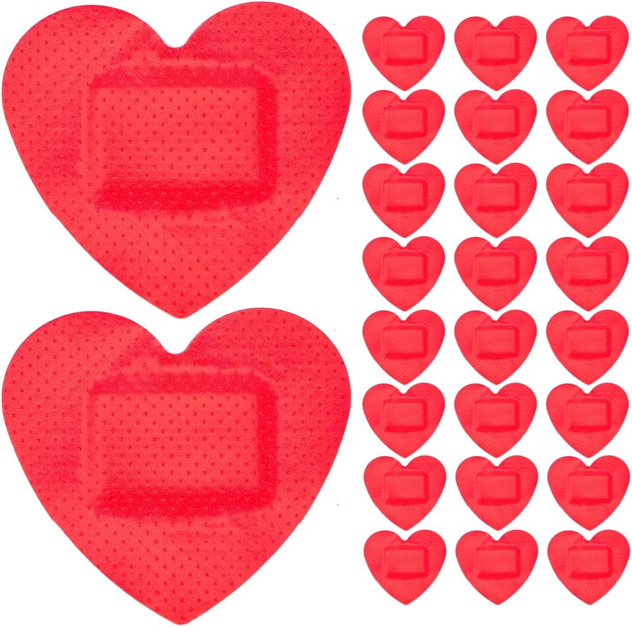 50Pcs Heart Shaped Bandages Red Breathable Fabric Patches Set Natural Hypoallergenic for Care Gentle Patches Household Scrapes Injuries