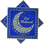 Navy Blue Eid Mubarak Letter Design Ramadan Mubarak Themed Paper Napkins for Eid Mubarak Party Table Supplies Decorations(6.5 in, 24-Pack)