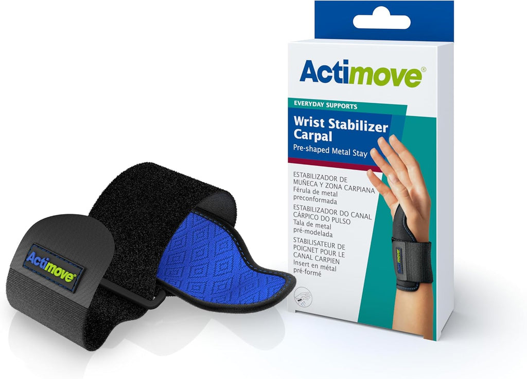 Actimove Everyday Supports Wrist Stabilizer Carpal Pre-Shaped Metal Stay Universal Right/Left Black