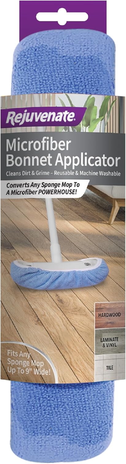 Rejuvenate Microfiber Bonnet Applicator, 1 Count, Converts Any Sponge Mop To A Reusable Microfiber Mop