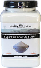 Superfine Caster Sugar By Medley Hills Farm in Reusable Container 2.5 lbs. - superfine sugar for baking of homemade treats, icing sugar, cakes - Product of USA