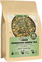 FullChea - Genmaicha Tea bags, 50 Teabags - Genmaicha Green Tea with Roasted Rice, Nutty & Refreshing - Low Caffeine - Soothing & Digestive, Perfect for Daily Relaxation