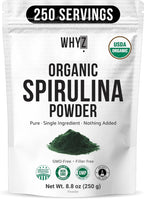 WHYZ Organic Spirulina Powder, 250g, Protein-Rich Spirulina Supplement, Organic Superfood for Immune Support, Green Spirulina Powder Organic Non GMO for Smoothies & Recipes (8.8 oz)