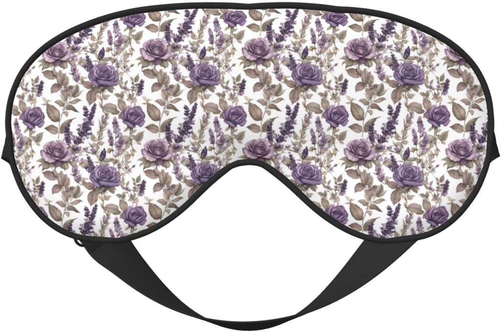 Purple Flowers and Lavender Print Sleep Masks for Women Men, Double-Sided Eye Masks for Sleep, Blackout Eye Covers for Travel Sleeping