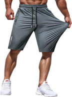 Hidkat Men's Athletic Shorts Lightweight Sport,Gym,Workout，Running Jogging Shorts Quick Dry with Zipper Pockets