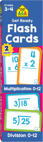 School Zone Get Ready Flash Cards Multiplication & Division 2-Pack: 112 Math Cards, 3rd & 4th Grade, Multiplication 0–12, Division 0–12, Build Speed, Accuracy & Math Confidence, Ages 8+