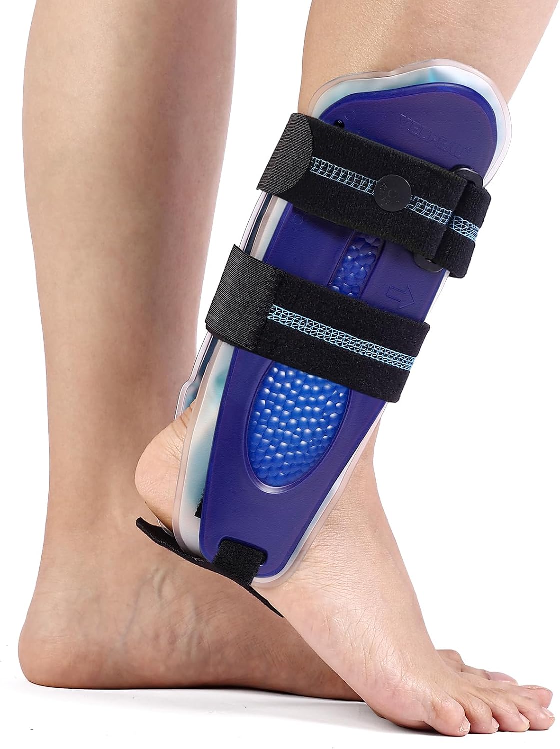 Velpeau Ankle Stabilizer Brace for Sprain, Ligament Injury (Grade 1 to 2), Tendonitis, Adjustable Stirrup Ankle Support Splint for Women and Men,Reversible Left & Right Feet,One Size (Gel Pads, Blue)