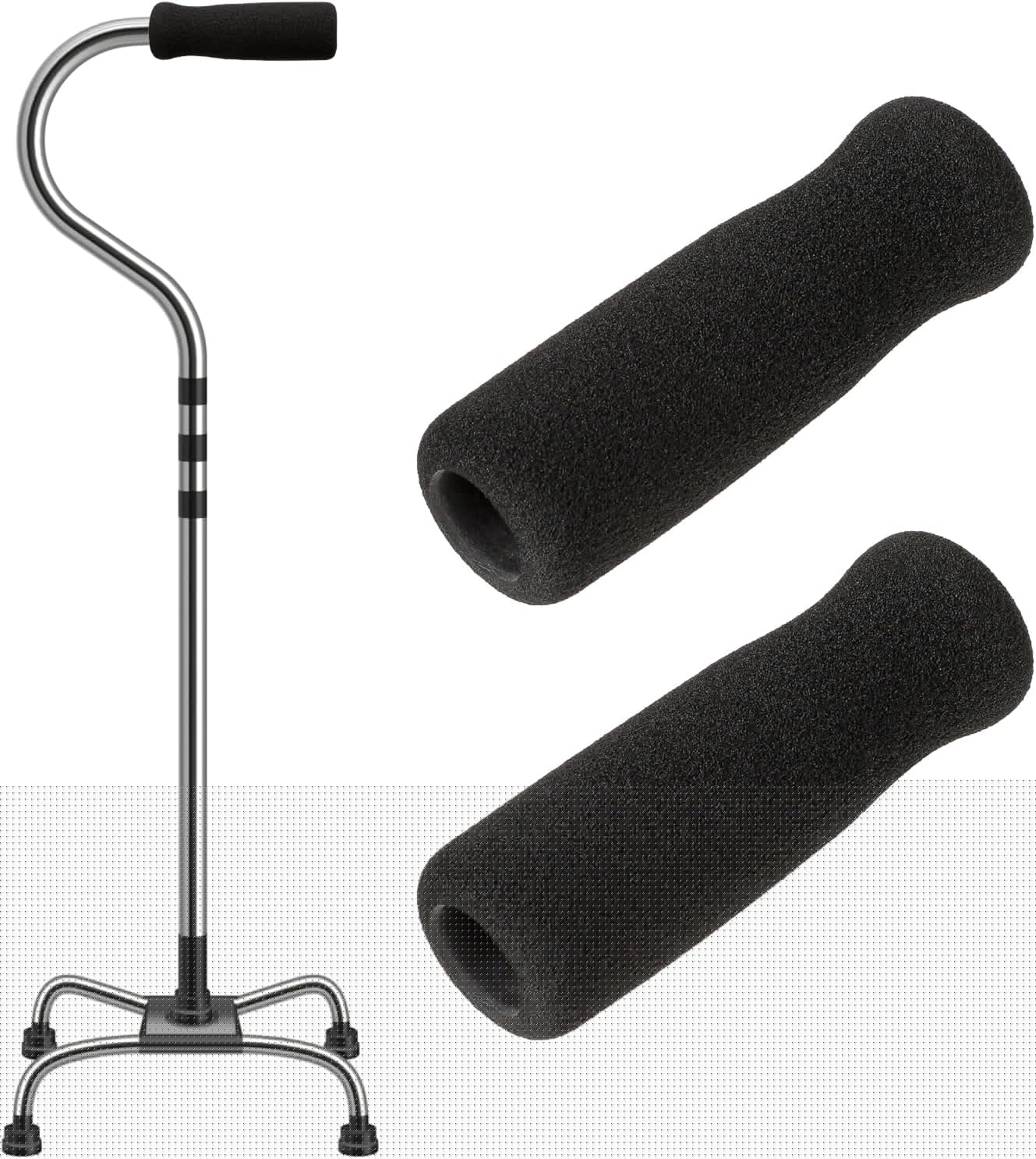 Cane Handle Grip Replacement, 2 PCS Walking Canes Grips for Seniors Offset Crutch Canes Hand Grips Foam Cane Handle Grip Stick Replacement for Cane-Accessories