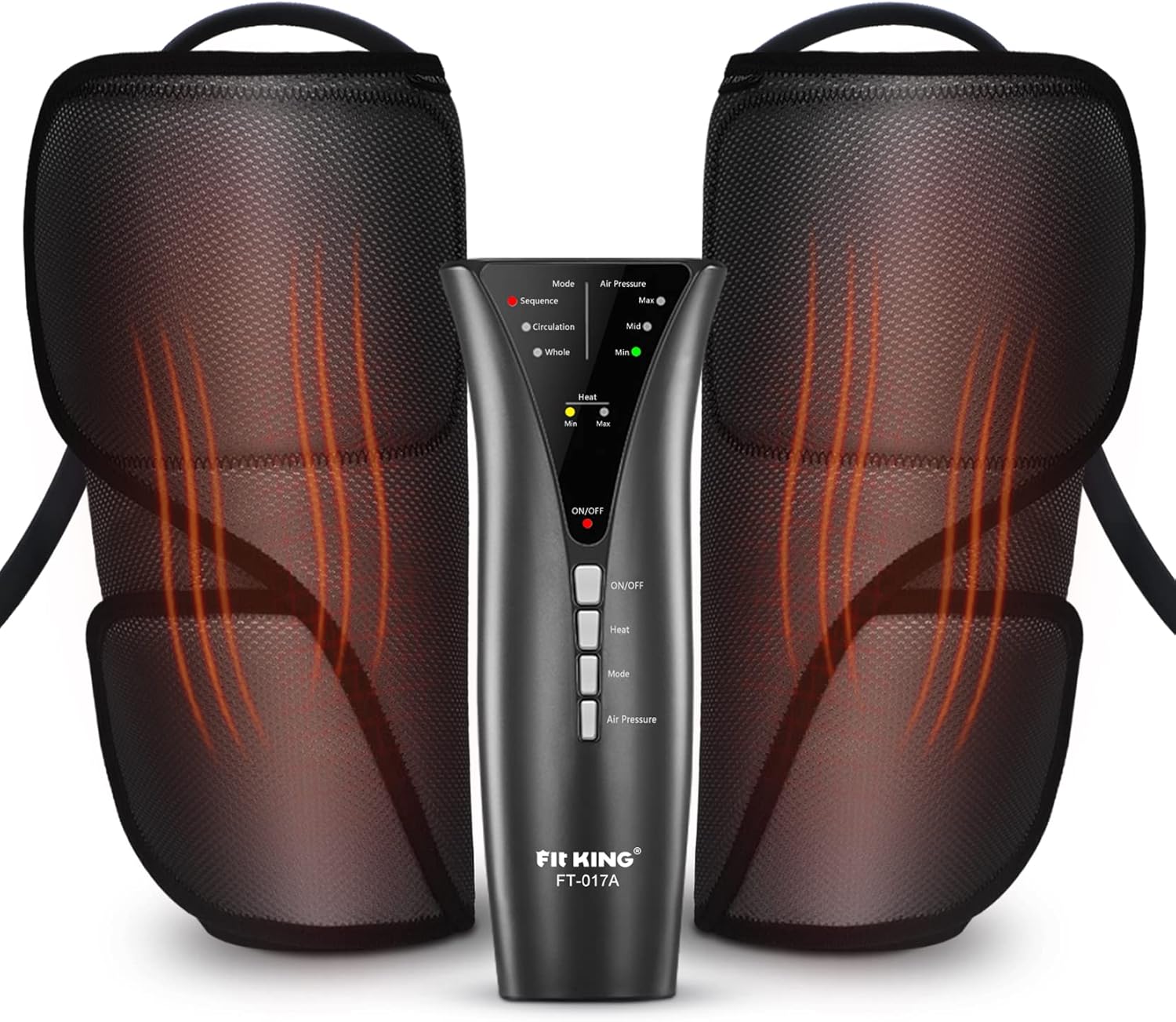 FIT KING Air Compression Leg Massager with Heat - Calf Massager for Circulation Helpful for Pain Relief RLS Edema and Relaxation - Great Gift for Wife Mom