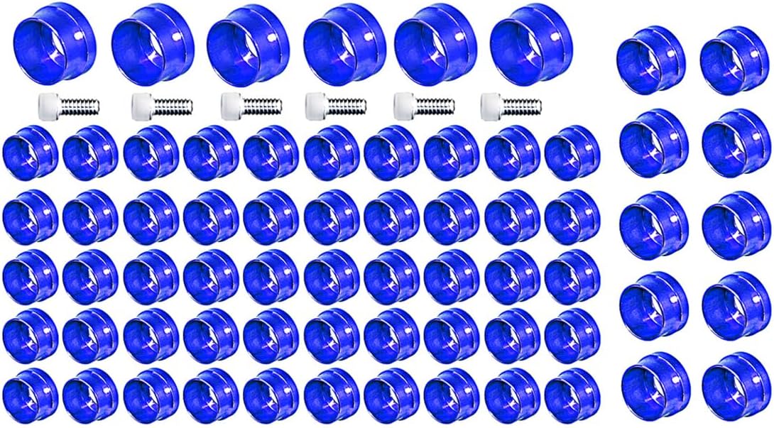 66X Motorcycle Engine Bolt Topper Caps Cover Compatible with for Harley Touring Road Street Glide Twin Cam (Blue)
