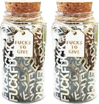 2Pack Fucks Jar, 200Pcs Fucks to Give Jar Valentines Day Decor for Office Desk Home Decor, A Fuck to Give Wooden Cutout Letter Bad Mood Vent Funny Little Birthday Gifts for Women Men
