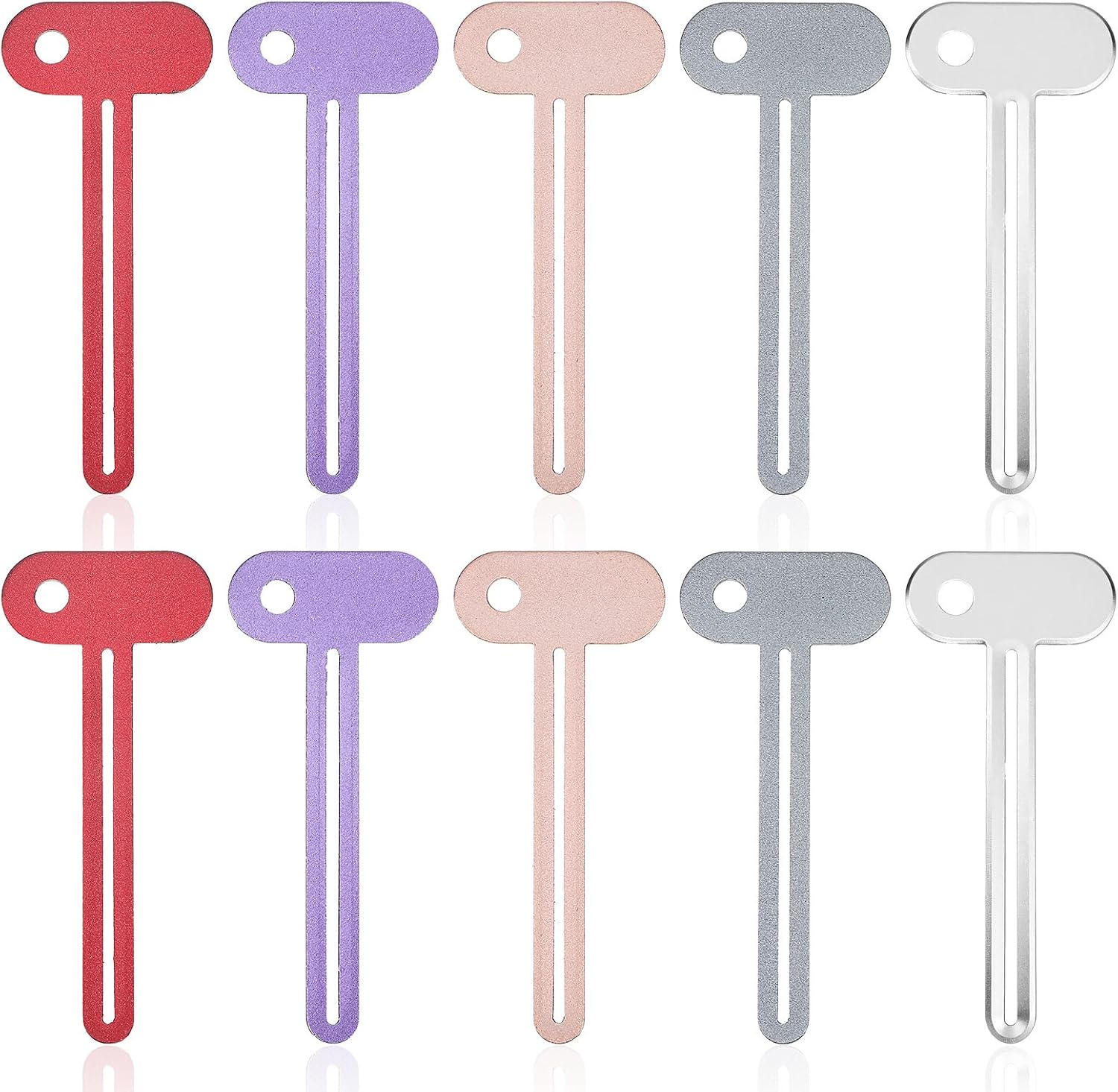10 Pack Metal Toothpaste Squeezer Roller, Tube Key Squeezer Tool for Zero Waste Cosmetics, Durable Alloy ＆ Ergonomic Grip Dispenser, Tube Squeezers for Extruding Toothpaste Facial Cleanser (5 Colors)