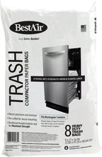 BestAir Heavy Duty Trash Compactor Bags (8-Pack) | Reinforced Bottom Seal | Wet-Strength Paper with Plastic Liner | Pre-Cuffed Flat Top for Secure Fit | 10-Gallon Capacity | 9" x 17" x 16"