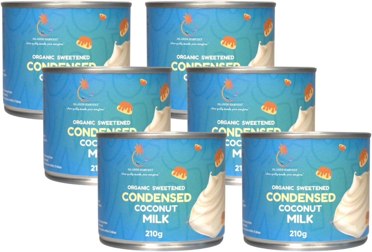 Islands Harvest Sweetened Condensed Coconut Milk Pack of 6 | Gluten-Free, Non-GMO, Vegan Coconut Milk | Rich and Tasty Coconut Flavor Milk | No Added Artificial Flavors, Colors and Preservatives