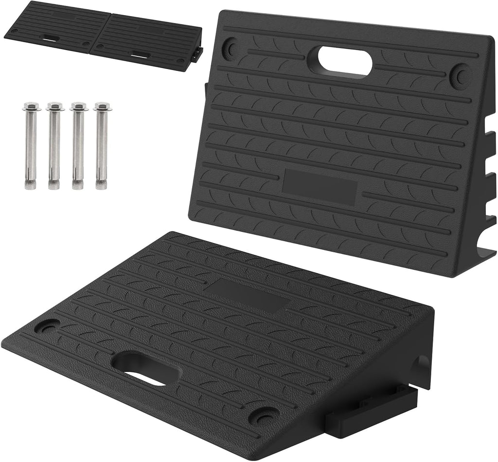 5.0" Rise Rubber Threshold ramp for Doorway/Cars, Step/Stair Rubber ramp with with Non-Slip Surface for wheelchairs/Curb/shed, 2200Pounds Load Capacity.