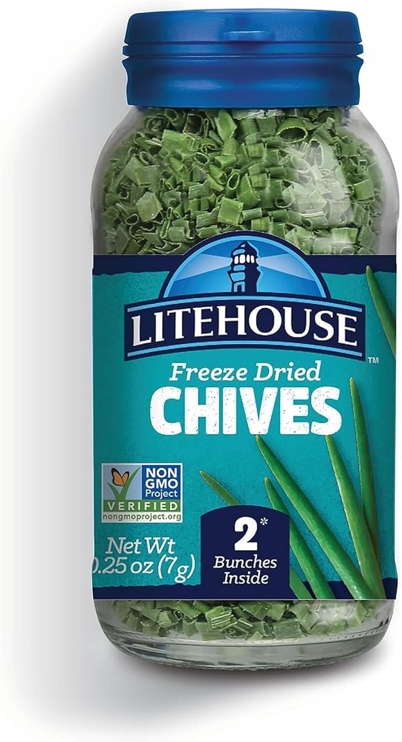 Litehouse Freeze Dried Chives - Organic Substitute for Fresh Chives, 1 Jar Equal to 2 Fresh Bunches, Non-GMO, Gluten-Free - 0.25 Ounce