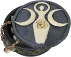 Ebros Gift Metaphysical Wicca Celtic Knotwork Spiral Goddess Triple Moon Shaman Decorative Round Trinket Jewelry Box