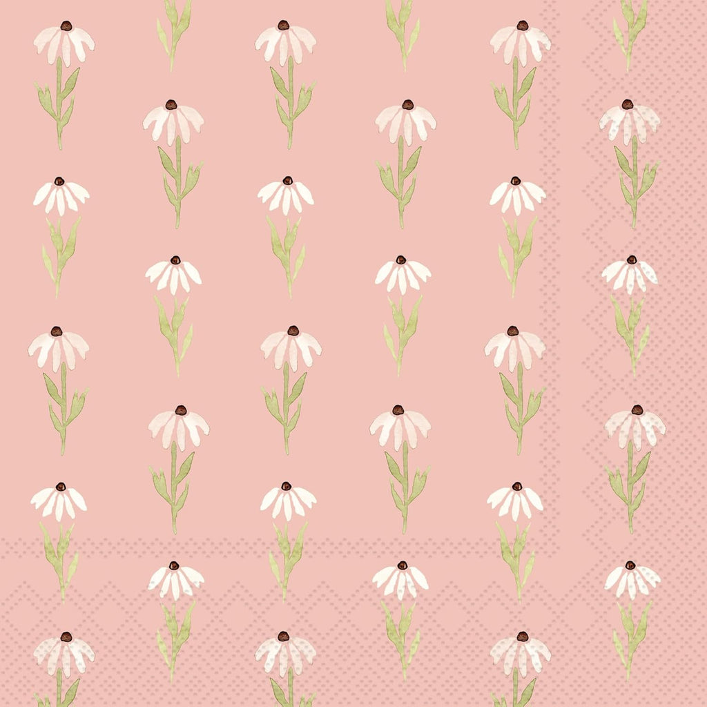 IHR Ideal Home Range Party Napkins Disposable 3-Ply Paper Lunch Napkin Pack, 6.5" x 6.5", Pink Daisy, 20-Count